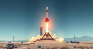 Launch of a sophisticated rocket system, emphasizing military strength and technological advancement.