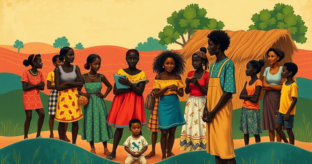 A community support scene in Angola illustrating resilience and teamwork in crisis response efforts.