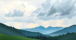 Cloudy Montana sky with light showers transitioning to a warming trend, showcasing serene natural landscape.