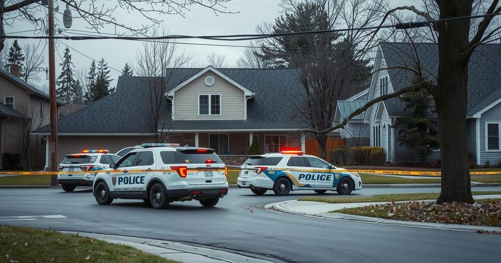 A Minnesota neighborhood scene showing a police presence and caution tape after a shooting incident.