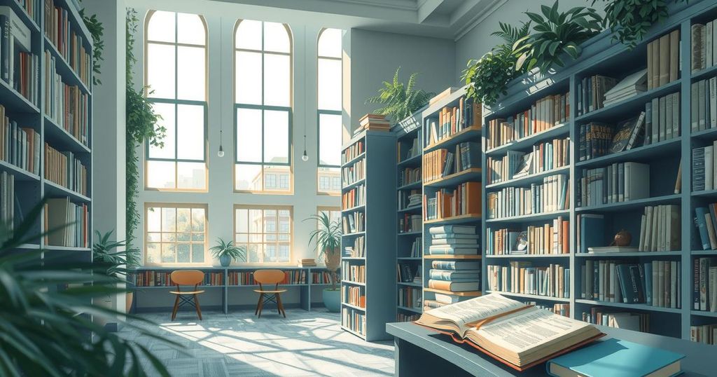 An international student studying in a library, symbolizing academic aspirations amidst uncertainty.