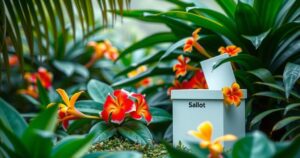 Political scene depicting a ballot box and tropical foliage representing Samoa's snap election