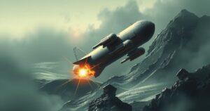 US military strikes in Iran targeting nuclear facilities with conceptual bunker buster bomb graphic.