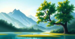 A serene landscape of Thailand with serene mountains and lush green trees, symbolizing a safe return home.