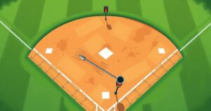 A vibrant illustration of a baseball diamond with a third base in focus, showing a decorative stoplight for Phillies fans.
