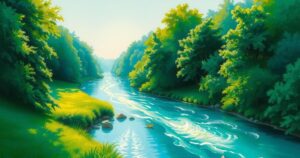 A peaceful diplomatic scene depicting agreement and unity between Congo and Rwanda with vibrant nature backdrop.