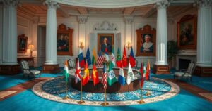 White House meeting with diverse African leaders, showcasing diplomacy and international relations in a warm setting.