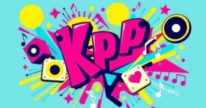 K-pop inspired art featuring vibrant colors and stylized musical elements in a dynamic, modern design.