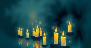 A serene scene depicting a peaceful candlelight vigil with soft light and gentle colors, symbolizing hope and healing.