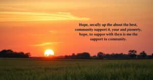 A serene landscape with a sunset, symbolizing hope and community support for a woman in need.