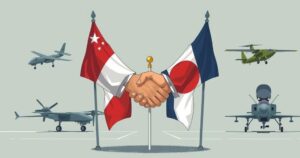 A symbolic representation of diplomatic ties between Moscow and Pyongyang with a focus on military elements and cooperation.