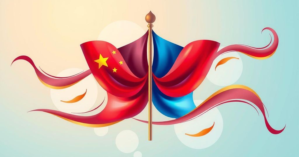 Two intertwined flags representing diplomatic relations and international agreements between countries.