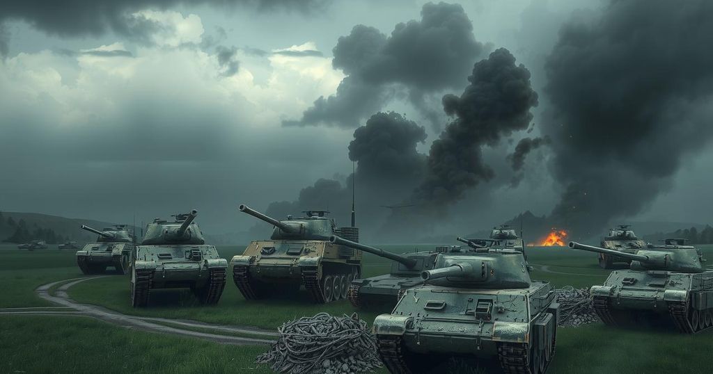 Tanks and artillery in a dramatic landscape evoke the intensity of military cooperation and conflict.